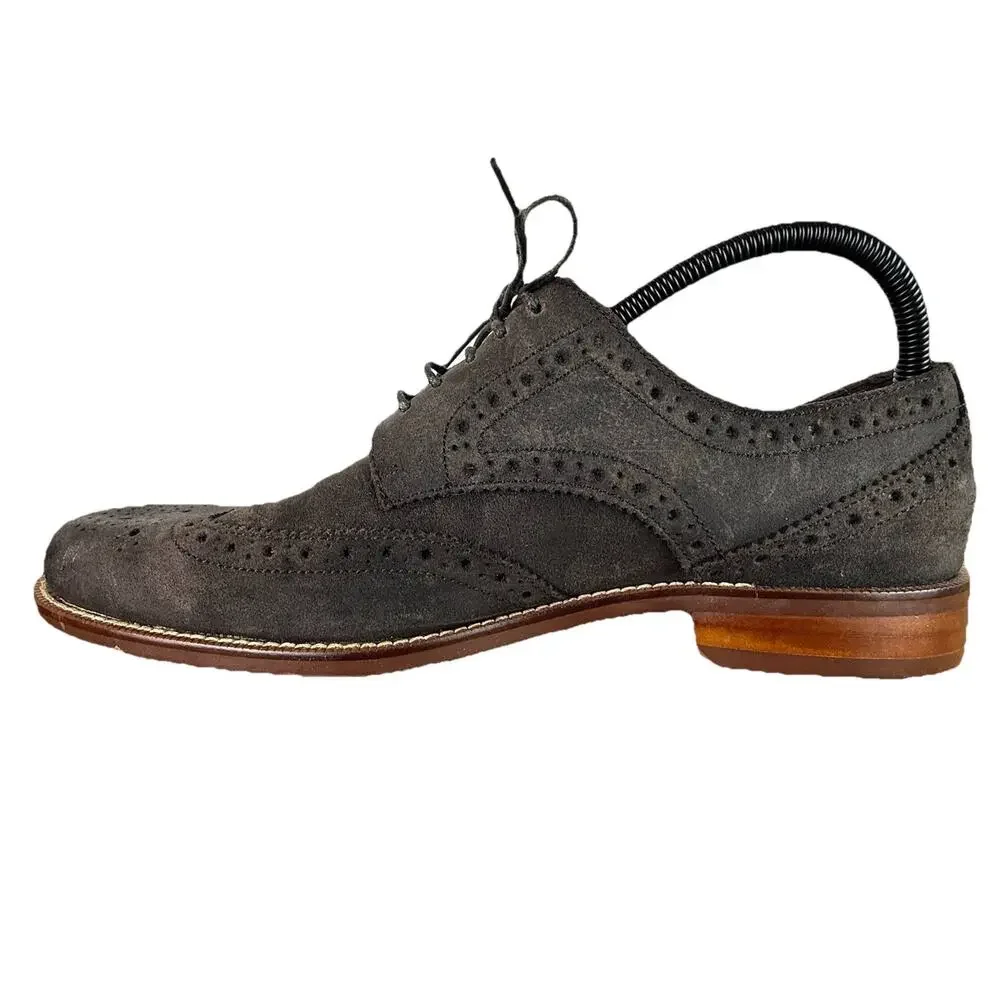 Joseph Abboud Mens Shoes 10.5 D Gray‎ Suede Leather Wing Tip Fredrick Oxford